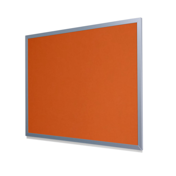 2211 Tangerine Zest Colored Cork Forbo Bulletin Board with Light Aluminum Frame